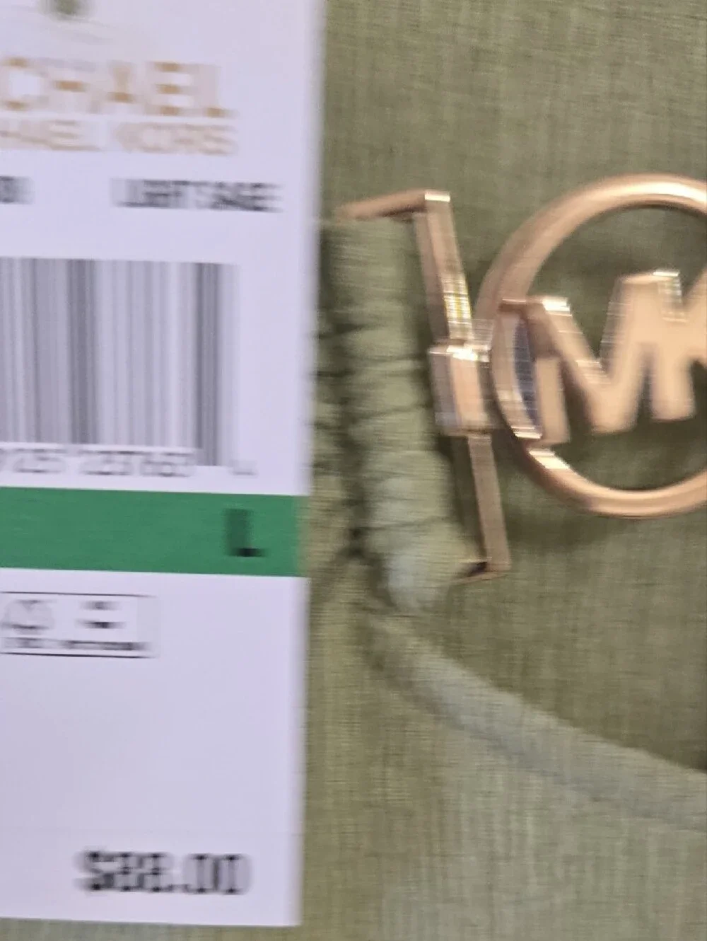 Michael Kors Light Green Sleeveless Textured Tank with Gold MK Accent